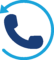 Blue telephone handset with a circular arrow, indicating a call-back or return call action